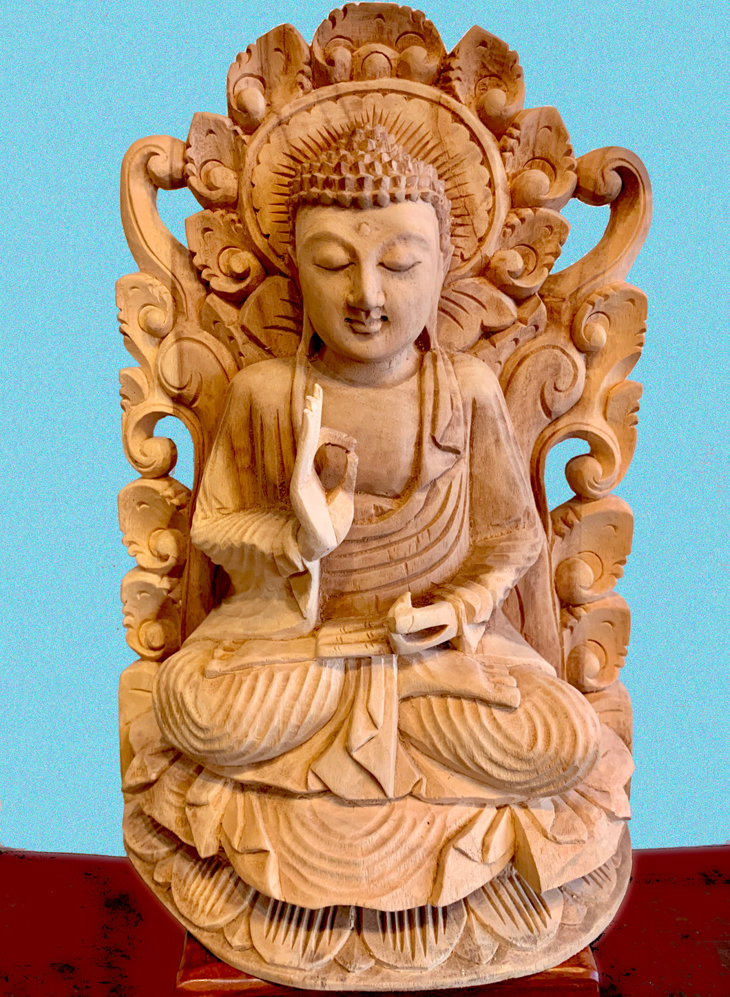 Buddha Statue in Hand Carved Wood